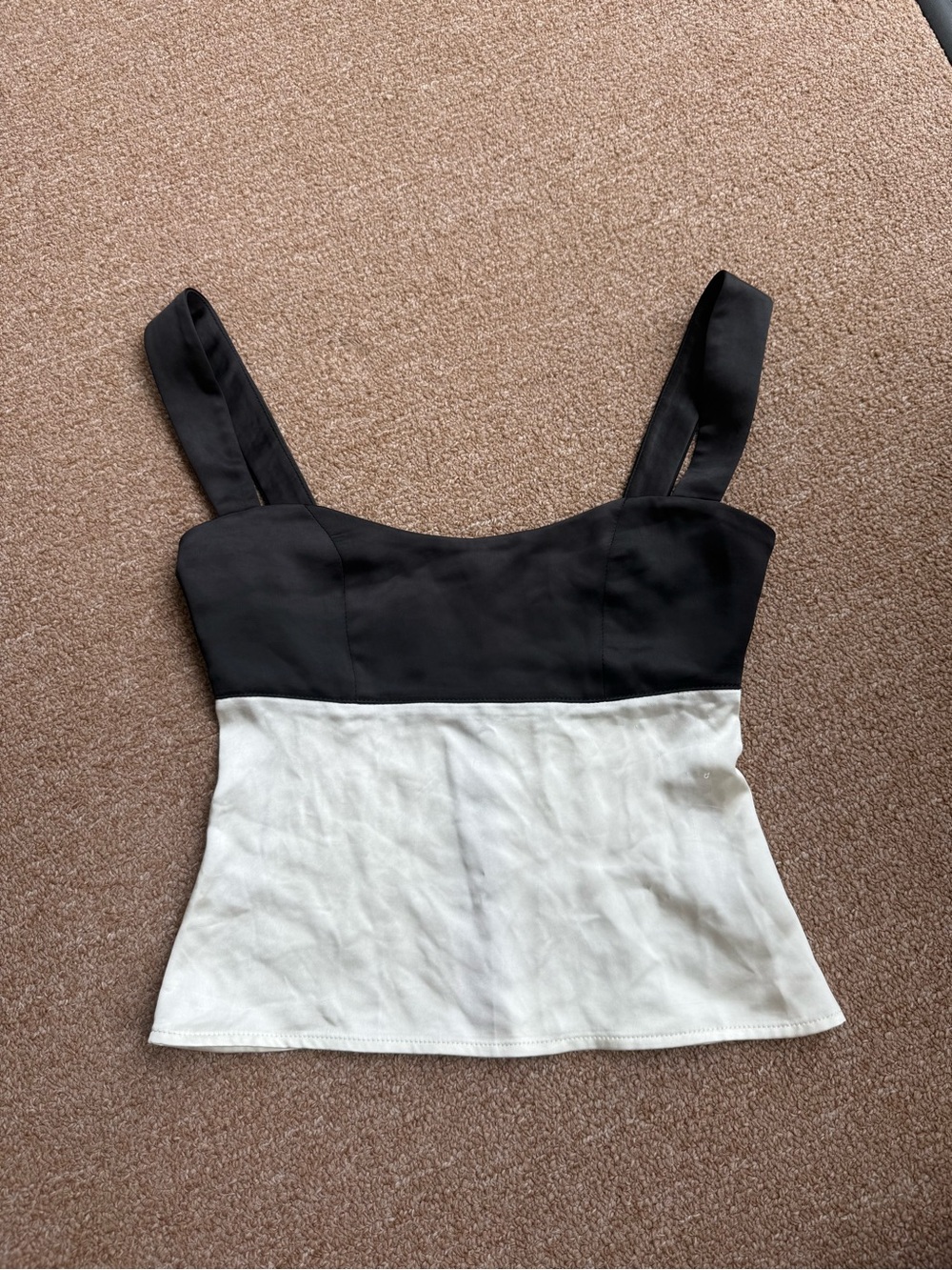Princess Polly Black & White Square Neck Colorblock Tank
